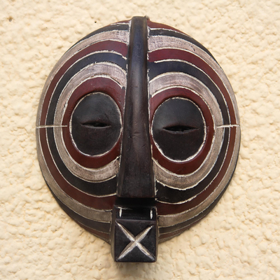 Congolese wood Africa mask, 'Luba Death Mask' - Hand Made Wood Mask from Africa