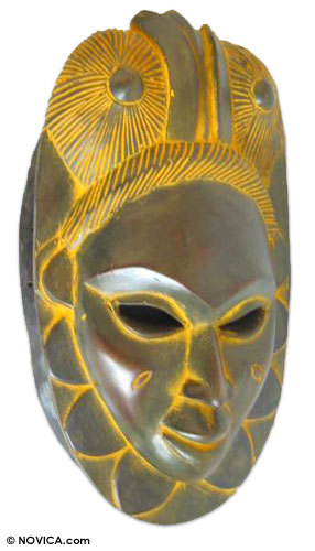 Ivoirian wood mask, 'Honor to Ancestors' - Ivory Coast Wood Mask