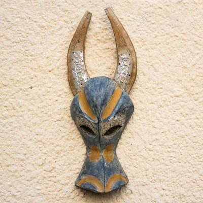 Ashanti wood mask, 'Brave Buffalo' - Ahanti Wood Mask