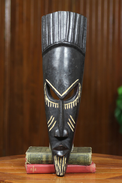 Ghanaian wood mask, 'Traditions' - Hand Crafted Wood Mask