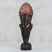 Ghanaian wood mask, 'The Seer' - African wood mask