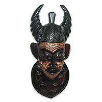 Máscara de madera Akan, 'El Guerrero' - Máscara de madera Akan
