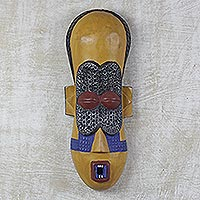 Máscara de madera Akan - Máscara tribal de madera hecha a mano