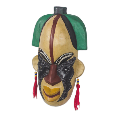 Congolese wood Africa mask, 'Pride of Womanhood' - Handcrafted Congo Zaire Wood Mask