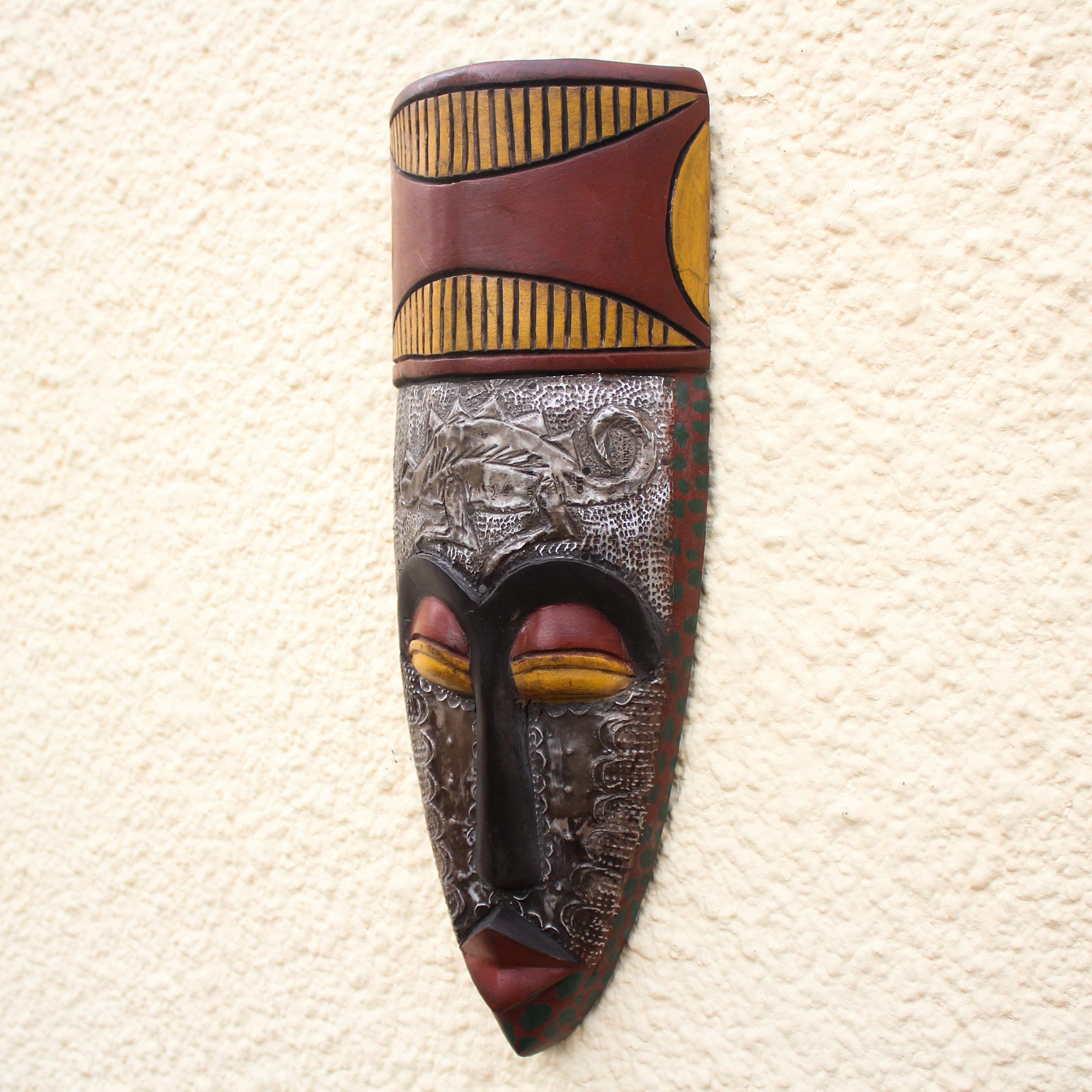 Artisan Crafted Wood Mask - Big Headed Linguist | NOVICA
