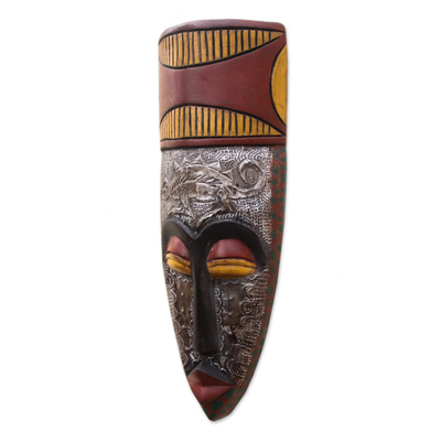 Akan wood mask, 'Big Headed Linguist' - Artisan Crafted Wood Mask