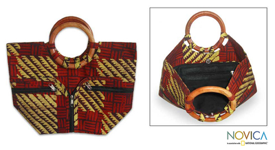 Cotton batik handbag, 'African Forest' - Cotton batik handbag