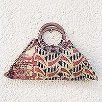 Cotton batik handbag, 'Tribal Color' - Cotton batik handbag