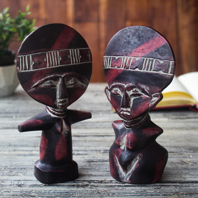 Wood fertility dolls, 'Twins' (pair) - Fertility Doll Wood Sculptures (Pair)