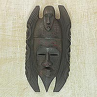 Máscara de madera Akan, 'Consejo' - Máscara de madera Akan
