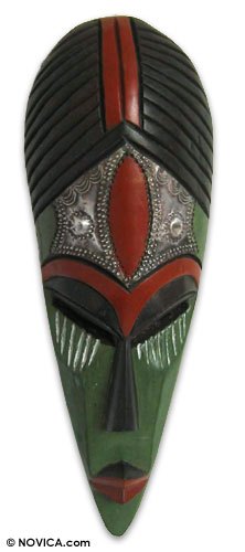 Ga wood mask, 'Blessed Child' - Wood and Brass Ga Mask