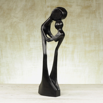 Wood sculpture, 'We Two Are One' - Fair Trade Romantic Wood Sculpture