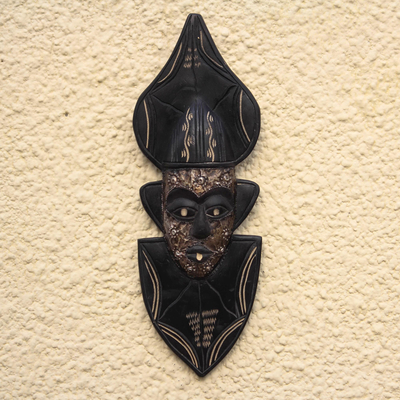Akan wood mask, 'Knowledge' - Fair Trade Wood Mask