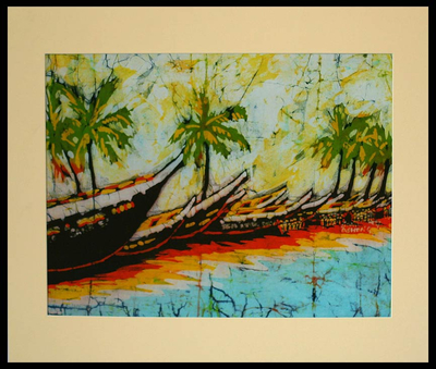 Batik art, 'Fishing Canoes' - Batik art