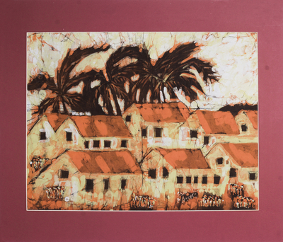 Batik art, 'View of Kumasi' - Batik art
