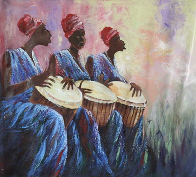 Pintura d'art popular africà - DivinaPintura d'art popular africà - Divina  