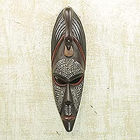 Akan-Holzmaske, „Guter Rat“ – handgefertigte Holzmaske