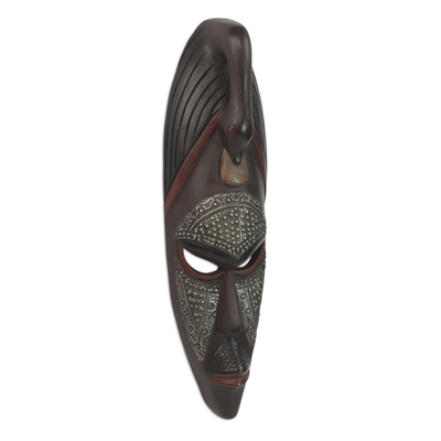Akan wood mask, 'Good Advice' - Handmade Wood Mask