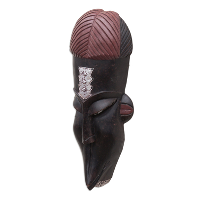Akan wood mask, 'Recognition' - Handcrafted Akan Tribe African Wood Mask