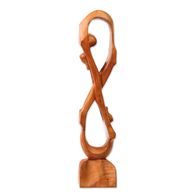 Cedar sculpture, 'Love Infinity' - Artisan Crafted Romantic Wood Sculpture