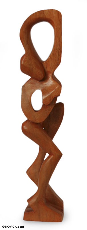 Cedar sculpture, 'Dancing Shadows' - Cedar sculpture