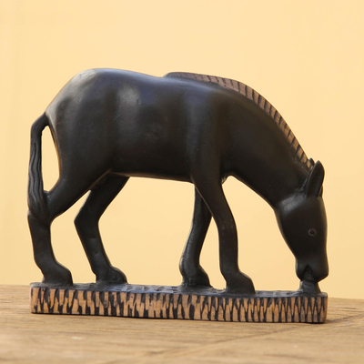 Wood sculpture, 'African Horse' - Wood sculpture