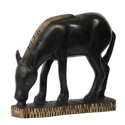 Wood sculpture, 'African Horse' - Wood sculpture
