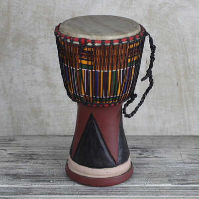 Wood djembe drum, 'From the Past' - African Wood Djembe Drum