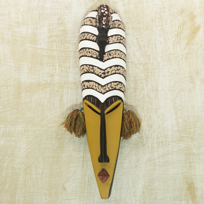 Ghanaian wood mask, 'New Classic' - African Wood Wall Mask