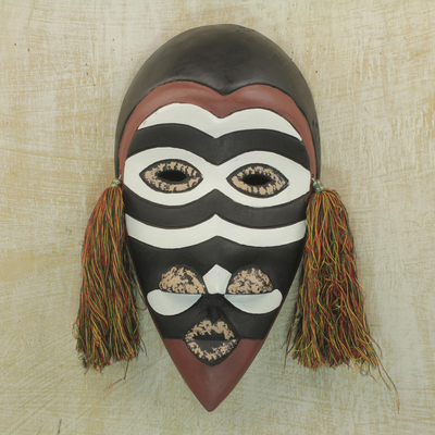 Ghanaian wood mask, 'Zebra Monkey' - African Wood Mask