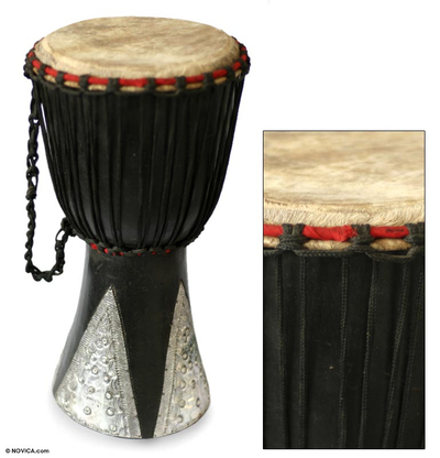 Wood djembe drum, 'Good Soul' - Hand Made Wood Djembe Drum