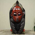 Artisan Crafted Wood Mask, 'Supremacy'