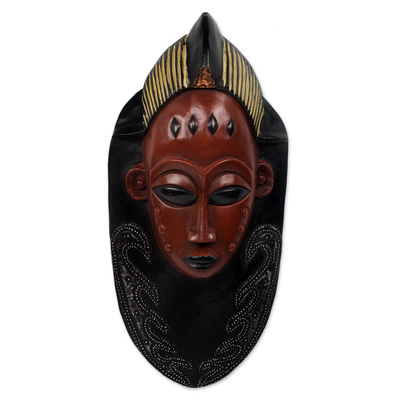 Akan wood mask, 'Supremacy' - Artisan Crafted Wood Mask