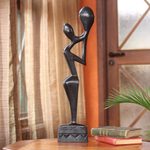 Wood sculpture, 'Call to Unity' - Unique Abstract Wood Sculpture