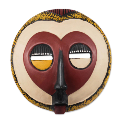 Ghanaian wood mask, 'A Good Heart' - Handcrafted African Wood Mask