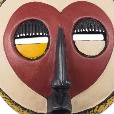 Ghanaian wood mask, 'A Good Heart' - Handcrafted African Wood Mask