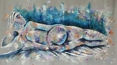 'Sea Blue' - Artistic Nude Painting
