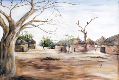 Acrylic African Village Painting