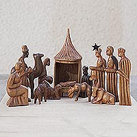 Belén de madera, 'Jesús y los Reyes Africanos' (14 piezas) - Belén de madera (14 Piezas)