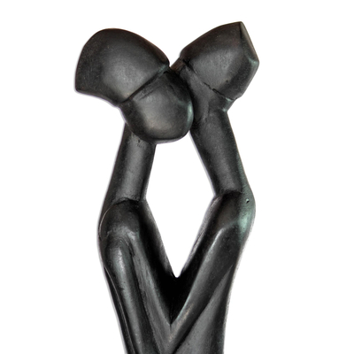 Wood sculpture, 'Wonderful Lovers' - Hand Carved Romantic Wood Sculpture
