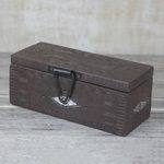 Wood jewelry box, 'Gecko Guardian' - Wood jewelry box