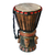 Wood djembe drum, 'Think Together' - Fair Trade Wood Djembe Drum thumbail