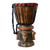 Wood djembe drum, 'Think Together' - Fair Trade Wood Djembe Drum (image 2c) thumbail