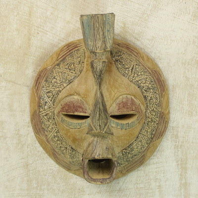 Akan wood mask, 'A True Love' - Handcrafted Wood Mask from West Africa
