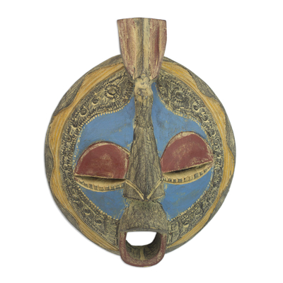 Akan wood mask, 'Faithful Love' - Hand Made Akan Tribe Wood Mask