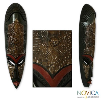 Congolese wood Africa mask, 'Sande Woman' - Fair Trade Congolese Wood Mask from Africa