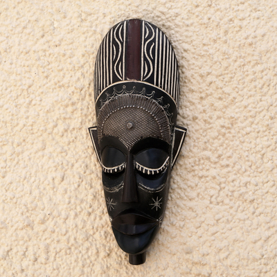 Ashanti wood mask, 'Spell Breaker' - Ashanti Wood Mask