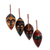 Wood ornaments, 'Celebration Masks' (set of 4) - African Wood Christmas Ornaments (Set of 4)