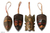 Wood ornaments, 'Festive Masks' (set of 4) - Artisan Crafted Wood Christmas Ornaments (Set of 4)