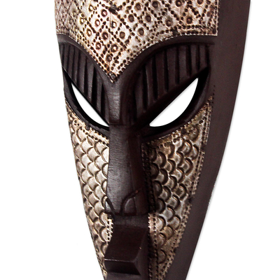 Akan wood mask, 'Be Patient' - Handcarved African Wood Mask